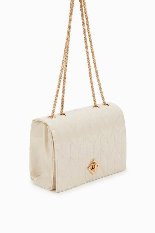 Cream Patent Leather Womens Shoulder Bag 930075