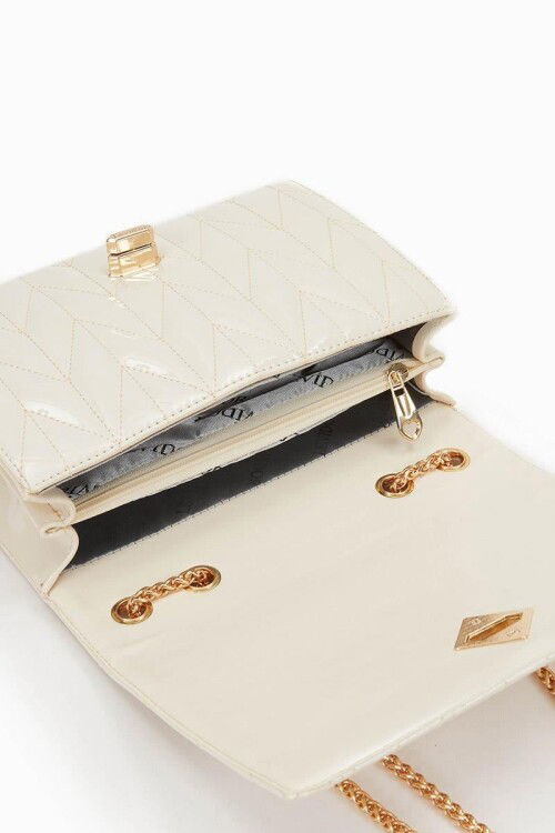 Cream Patent Leather Womens Shoulder Bag 930075