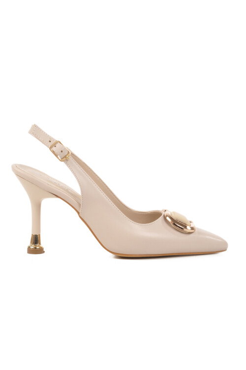 Cream Thin Heeled Evening Shoes PC-54547 Z