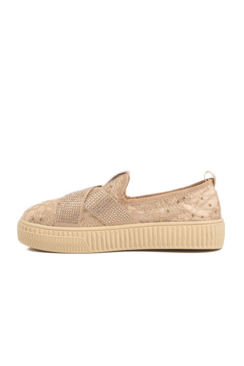 حذاء كاجوال نسائي تشريحي من الجلد الطبيعي باللون الكريمي B235 Z