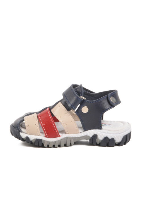 Navy Blue Red Velcro Lightweight Unisex Baby Sandals 173101 B