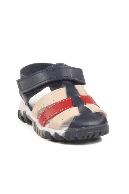 Navy Blue Red Velcro Lightweight Unisex Baby Sandals 173101 B