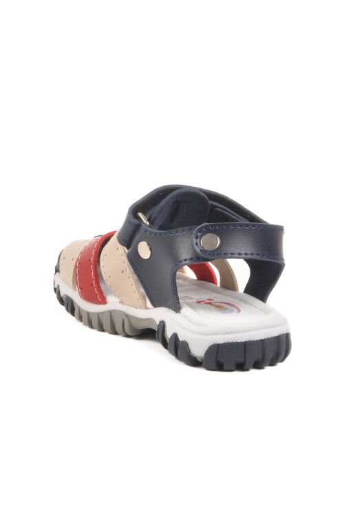 Navy Blue Red Velcro Lightweight Unisex Baby Sandals 173101 B
