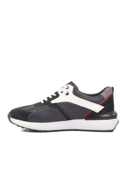 حذاء كاجوال رجالي من الجلد الطبيعي باللون الأزرق الداكن والأبيض 2Y1076-6285 M