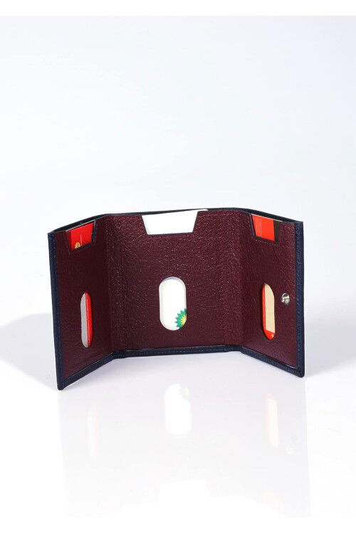 Navy Blue Genuine Leather Mens Card Holder 724