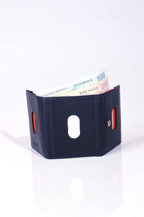 Navy Blue Genuine Leather Mens Card Holder 724