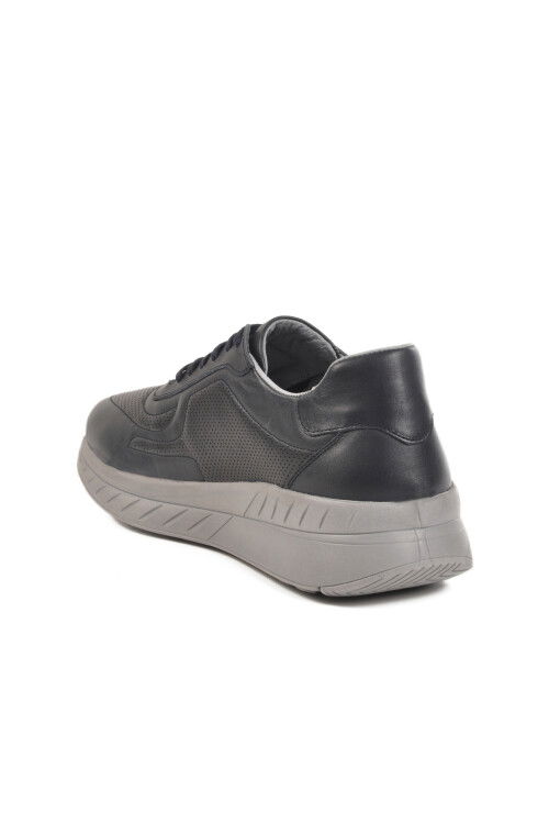 Navy Blue Genuine Leather Mens Casual Shoes C1050 M