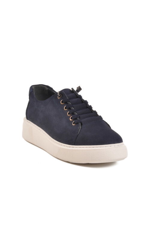 Navy Blue Nubuck Genuine Leather Mens Casual Shoes A-55 M
