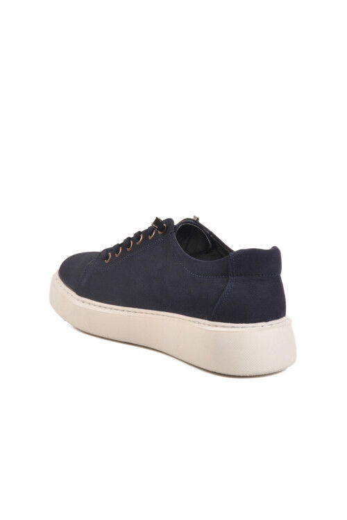 Navy Blue Nubuck Genuine Leather Mens Casual Shoes A-55 M
