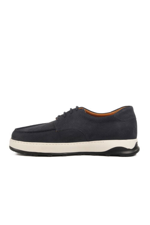 Navy Blue Nubuck Genuine Leather Mens Casual Shoes Premium 8212 M
