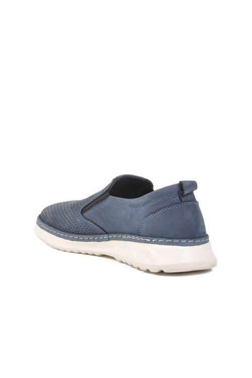 حذاء رجالي كاجوال من الجلد الطبيعي باللون الأزرق 2Y0924-8488 M