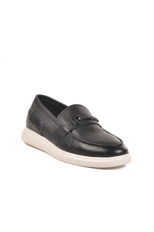 Siyah Beyaz Hakiki Deri Erkek Casual Ayakkabı 152-21139 M