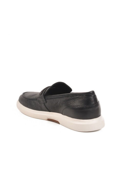 Siyah Beyaz Hakiki Deri Erkek Casual Ayakkabı 152-21139 M