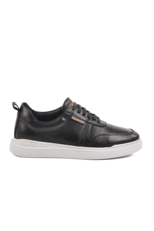 Black and White Genuine Leather Mens Sneaker Premium 412 M