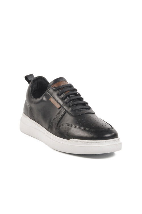 Black and White Genuine Leather Mens Sneaker Premium 412 M