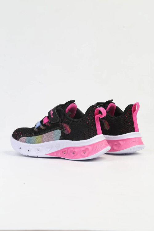 Black and White Knitted Lighted Velcro Childrens Sports Shoes BNI-10124 P