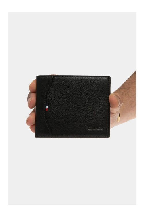 Black Genuine Leather Mens Wallet 1744