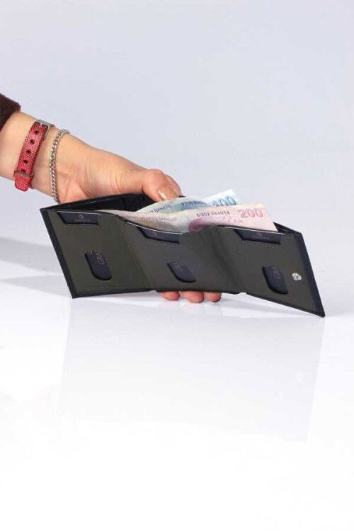 Black Genuine Leather Mens Card Holder 724