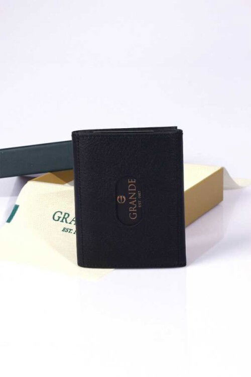 Black Genuine Leather Mens Card Holder 724
