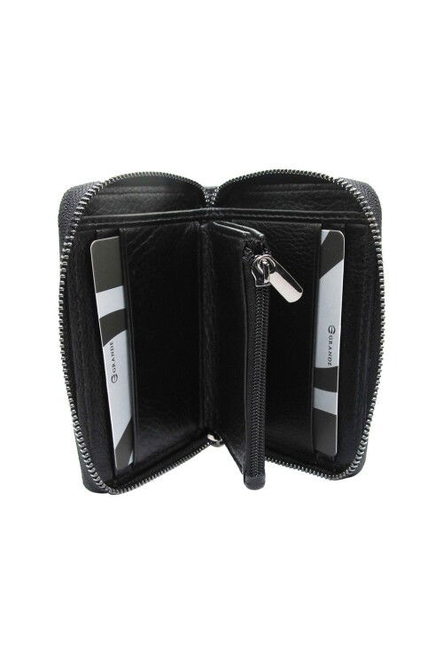 Black Genuine Leather Mens Wallet 740