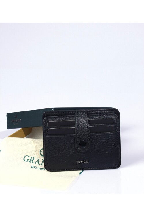 Black Genuine Leather Mens Card Holder 746