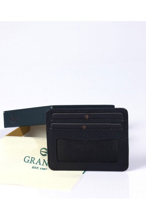 Black Genuine Leather Mens Card Holder 746