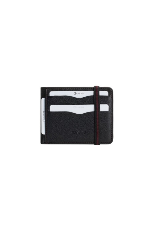 Black Genuine Leather Mens Card Holder 755