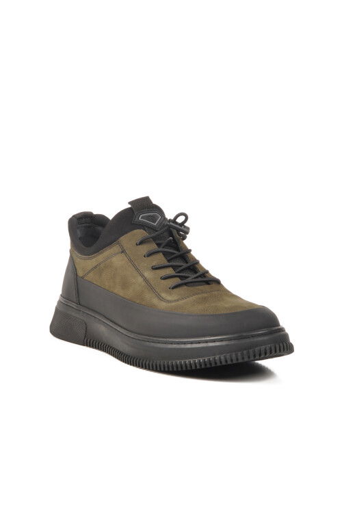 Black Khaki Genuine Leather Mens Casual Shoes 4K9824 M