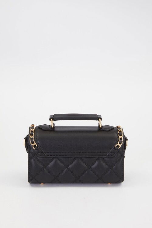 Black Metal Ring Detail Shoulder Bag 930427