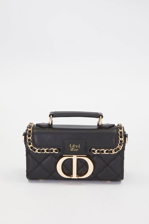 Black Metal Ring Detail Shoulder Bag 930427