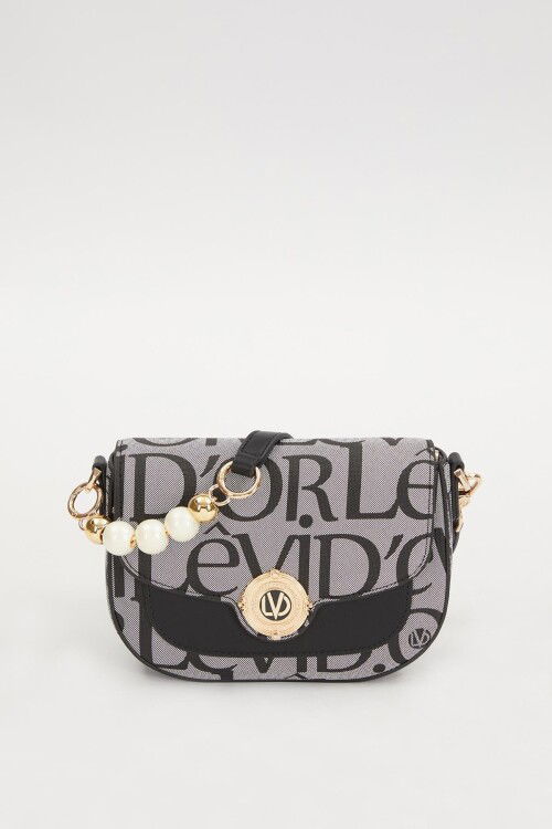 Black Fabric Textured Shoulder Bag 930277