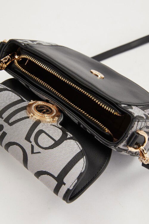 Black Fabric Textured Shoulder Bag 930277