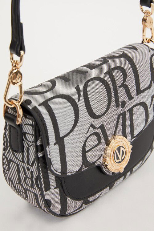 Black Fabric Textured Shoulder Bag 930277