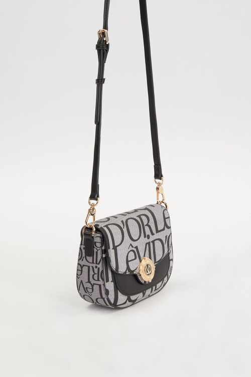 Black Fabric Textured Shoulder Bag 930277