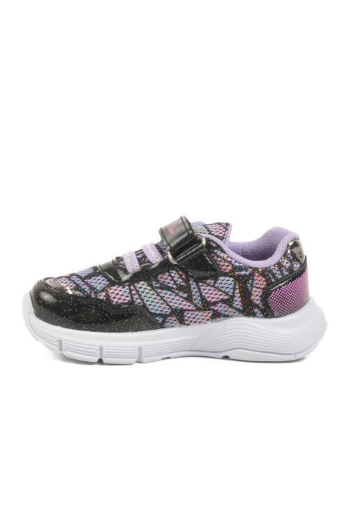Black Lilac Velcro Lighted Girls Sneakers 336126 B