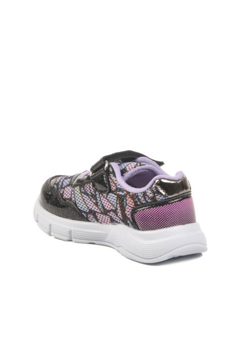 Black Lilac Velcro Lighted Girls Sneakers 336126 B