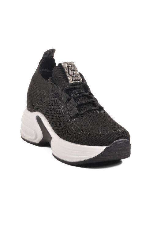 Black Knit Thick Sole Womens Sneaker Lady 5002 Z