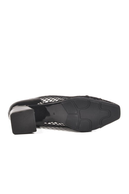 Black Patent Leather Anorak Knitted Womens Evening Shoes 250230 Z