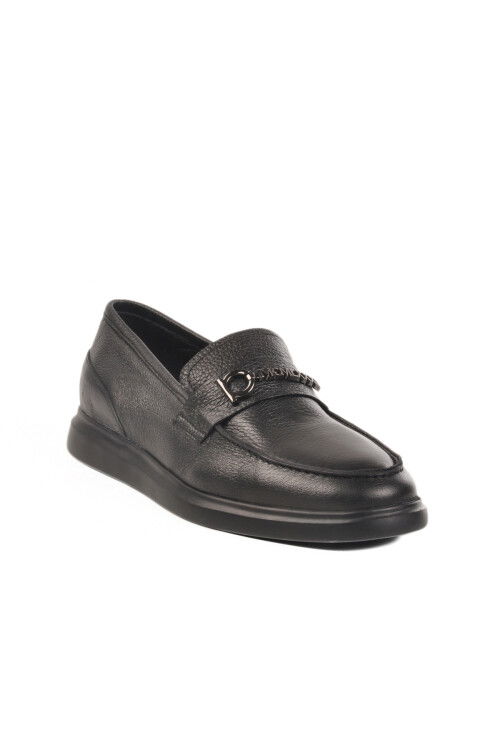 Black Genuine Leather Mens Casual Shoes 152-21139 M