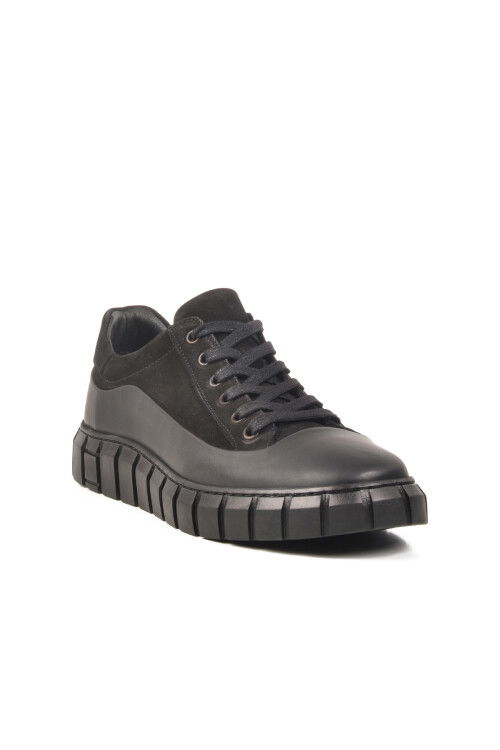 Black Nubuck Genuine Leather Mens Casual Shoes 2K0674-7662 M