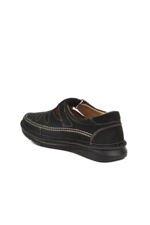 حذاء كاجوال رجالي من الجلد الطبيعي باللون الأسود مزود بشريط فيلكرو 2623 M