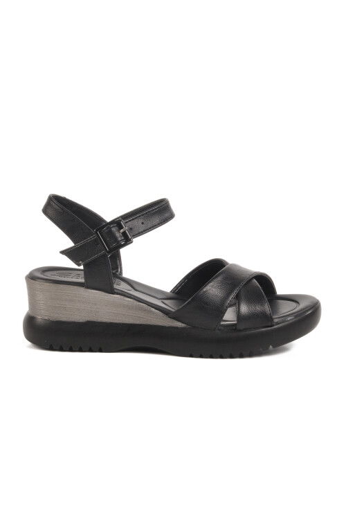 Black Velcro Heeled Womens Sandals T-002 Z