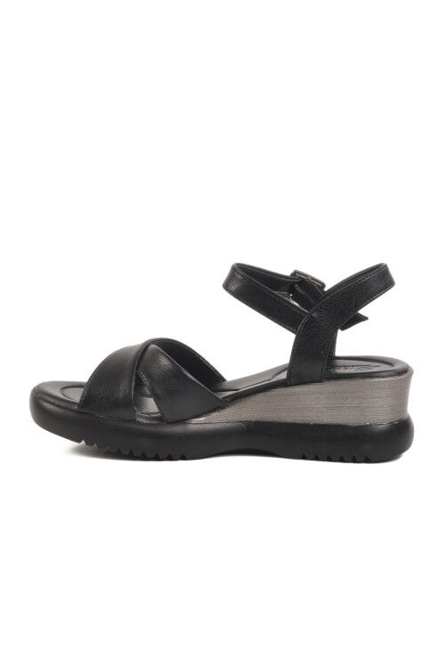 Black Velcro Heeled Womens Sandals T-002 Z