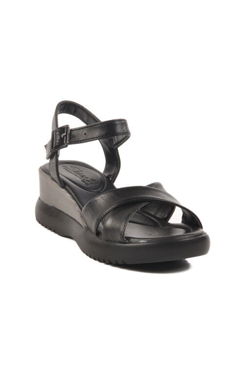 Black Velcro Heeled Womens Sandals T-002 Z