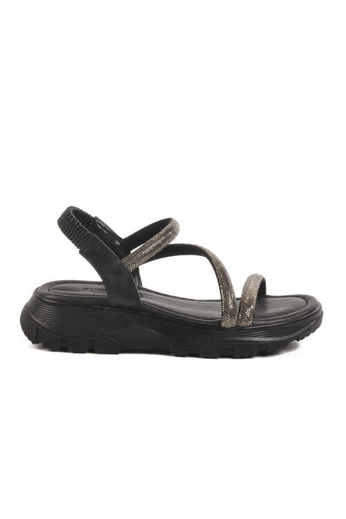 Black Stoned Womens Sandals T-005 Z
