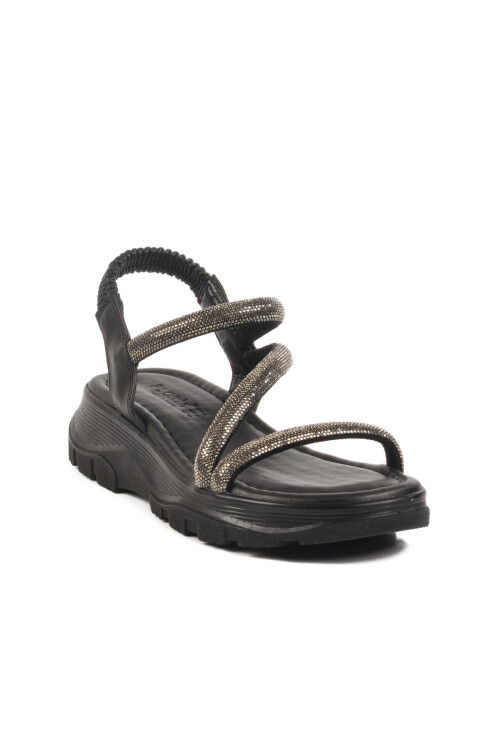 Black Stoned Womens Sandals T-005 Z
