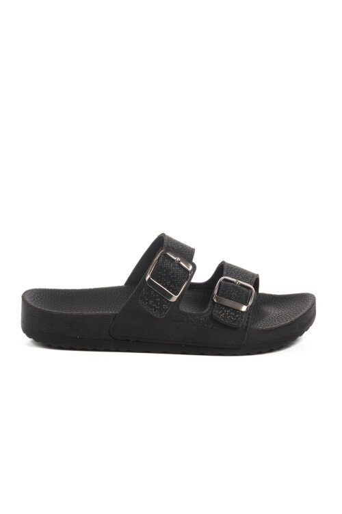 Black Double-Strap Womens Slippers 43.001 Z