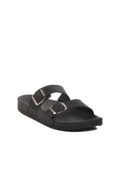 Black Double-Strap Womens Slippers 43.001 Z