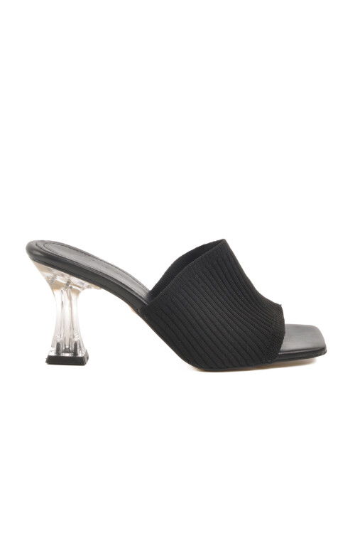 Black Womens High-Heeled Slippers T-401 Z