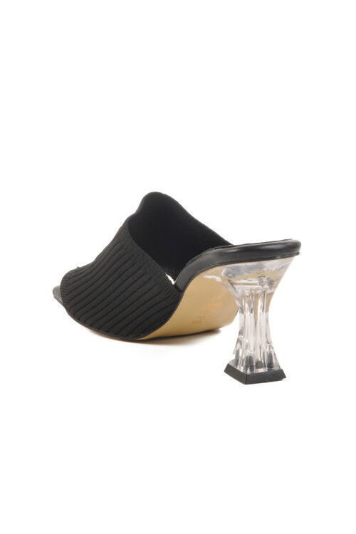 Black Womens High-Heeled Slippers T-401 Z